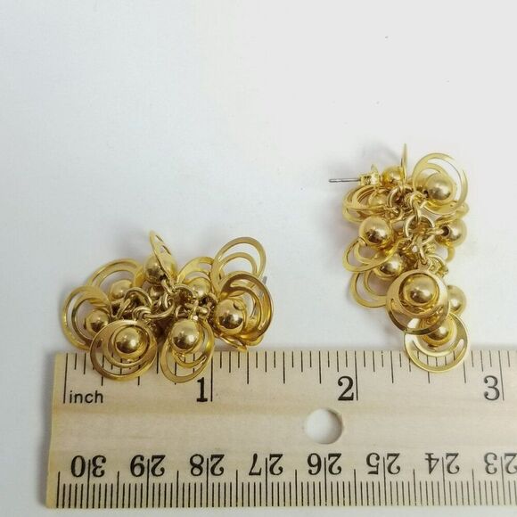 Vintage Avon Gold Tone Ringlet Dangle Stud Earrings, 80s 90s Style, Estate - Picture 5 of 7
